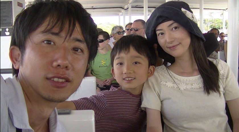 Yuriko Oda with her husband and son