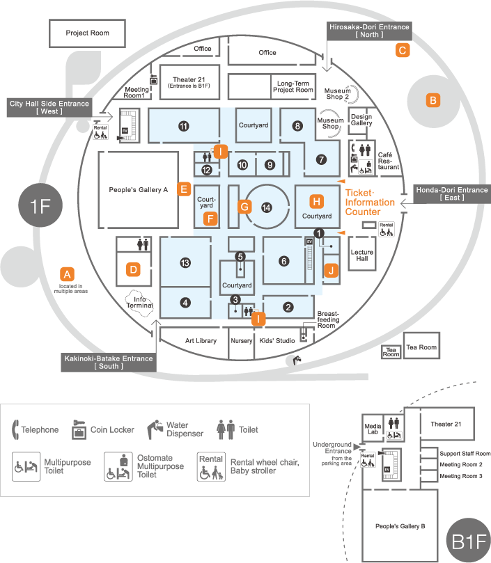 Floor map of 21st Century Museum of Contemporary Art