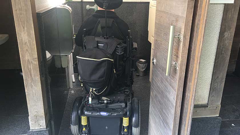 The wheelchair toilet is very small