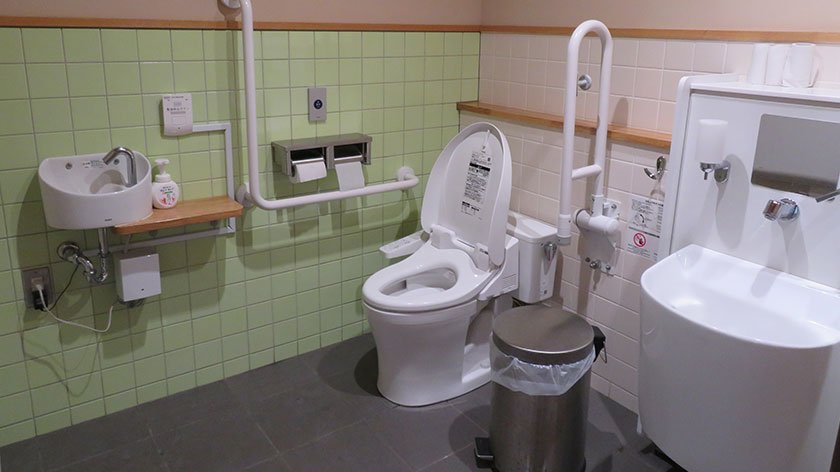 Accessible toilet at rest house at Yasukuni Shrine