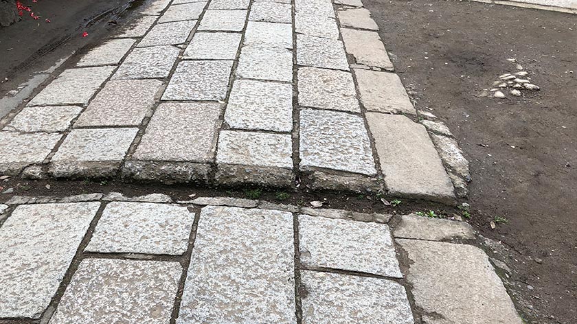 Gaps in path at Nezu Jinja 