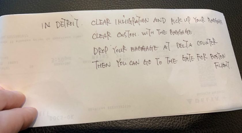 Written instructions for air travel