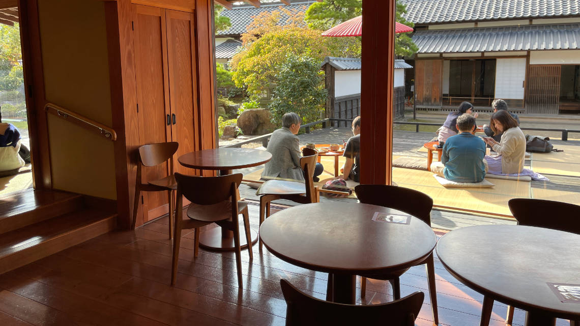 Accessible seating at the tea house