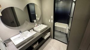 premium two bedroom suite main powder room 300x169