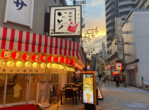 Osaka Shinsekai Street Food tour street corner 300x222