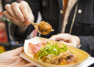 Osaka Shinsekai Street Food tour takoyaki 300x214